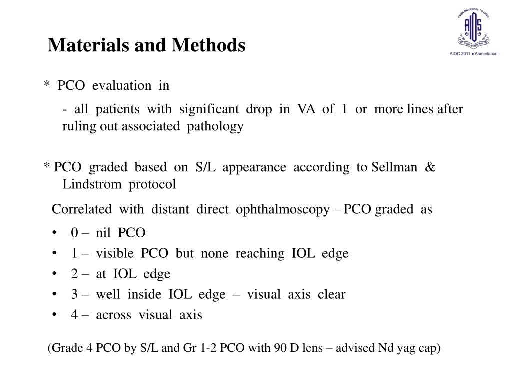 PPT Comparison of Posterior Capsular Opacification with 9 different
