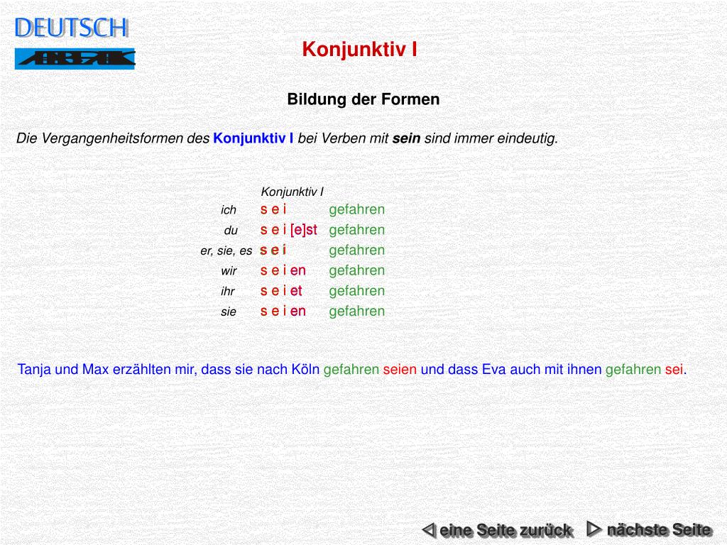PPT Konjunktiv I PowerPoint Presentation, free download ID4884360