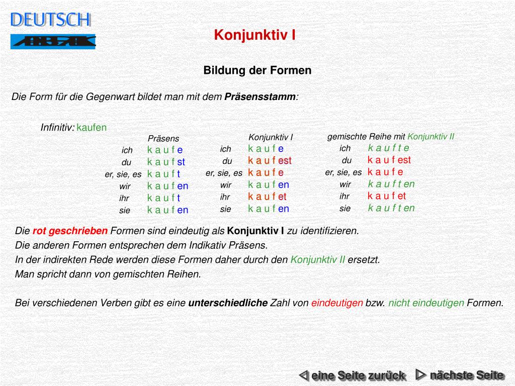 PPT Konjunktiv I PowerPoint Presentation, free download ID4884360