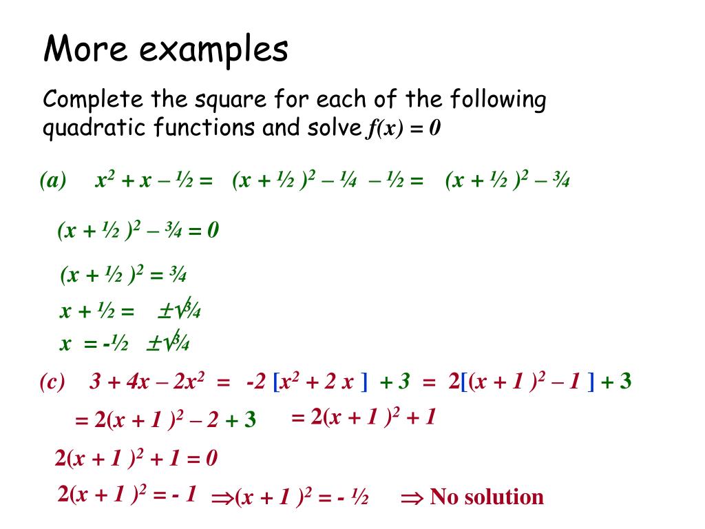 PPT Completing the square PowerPoint Presentation, free download ID