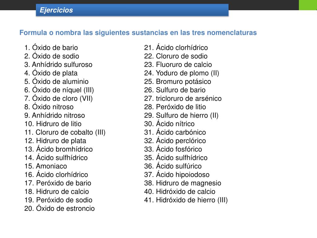 20 Ejemplos De Anhidridos lios
