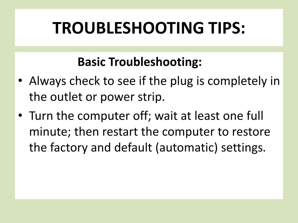 PPT Basic Care of Computers/ Troubleshooting Tips PowerPoint