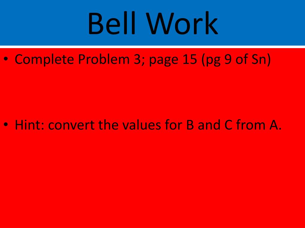 PPT Bell Work PowerPoint Presentation, free download ID4923227
