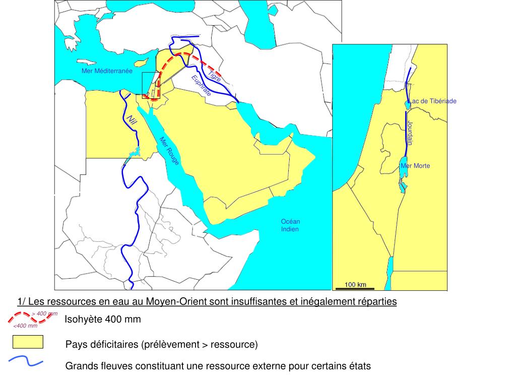 Carte Fleuves Moyen Orient PPT 1/ Les ressources en eau au MoyenOrient sont insuffisantes et