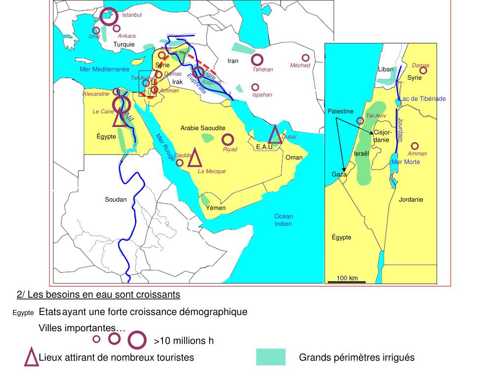Carte Fleuves Moyen Orient PPT 1/ Les ressources en eau au MoyenOrient sont insuffisantes et