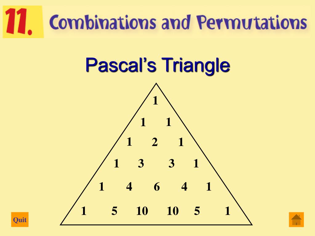 PPT Permutations Combinations Pascal’s triangle Binomial Theorem PowerPoint Presentation ID