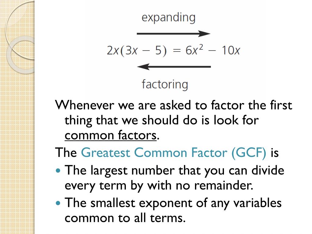 PPT 2.2 Factoring Polynomials Common Factoring PowerPoint
