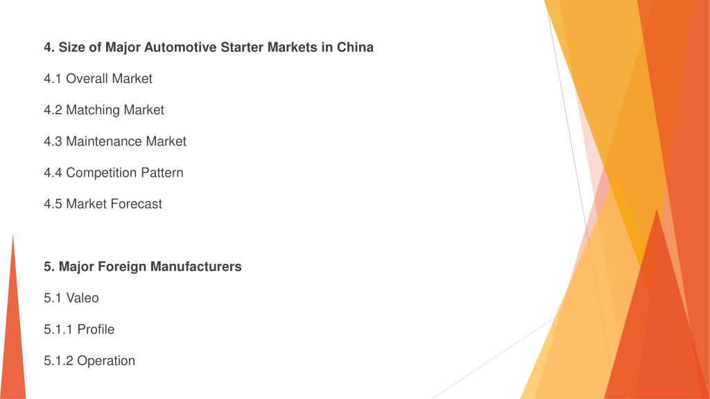 PPT China Automotive Starter Market Size, Share, study 20142017
