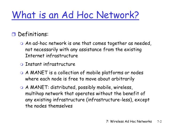 PPT Chapter 7 Wireless Ad Hoc Networks PowerPoint Presentation ID