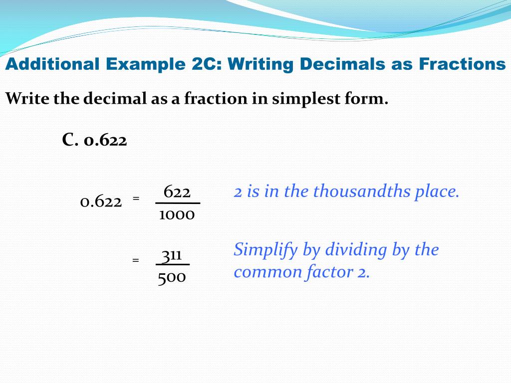 PPT Writing Decimals as Fractions PowerPoint Presentation, free