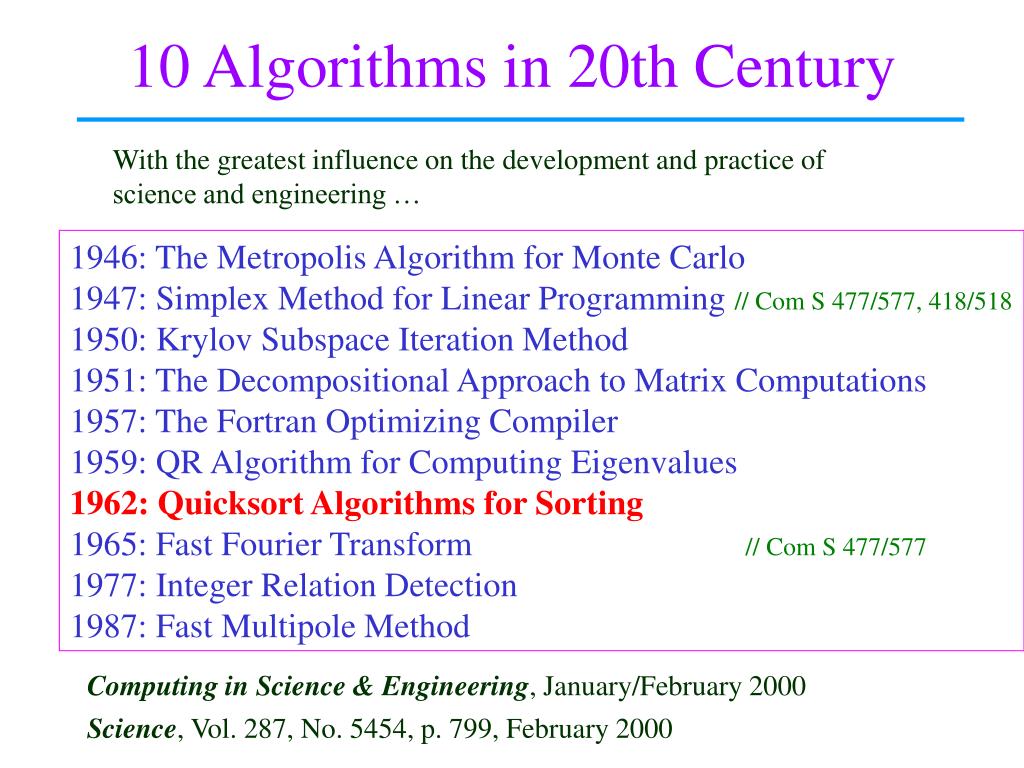 PPT 10 Algorithms in 20th Century PowerPoint Presentation, free