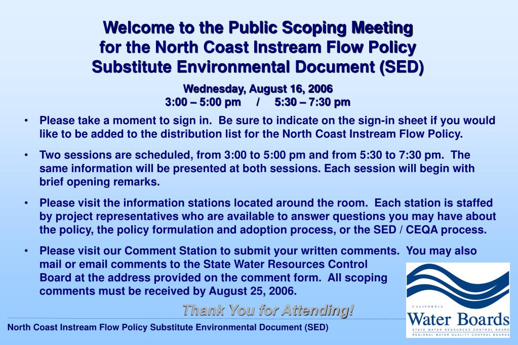 PPT to the Public Scoping Meeting for the North Coast