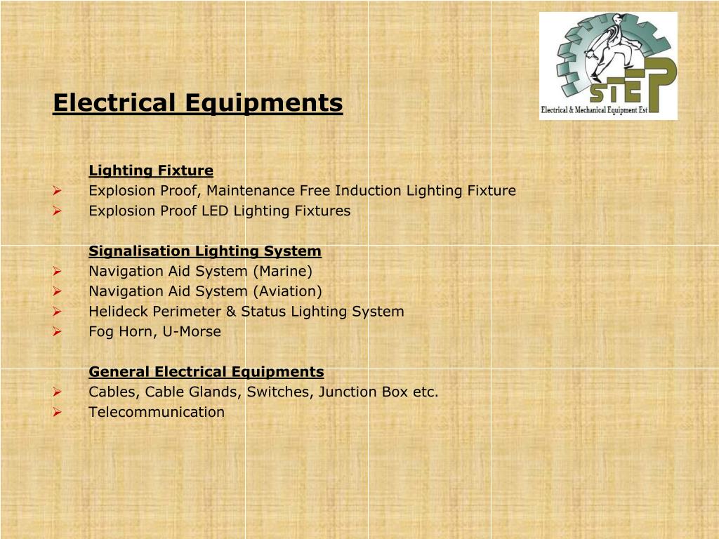 PPT STEPS Electrical & Mechanical Equipment Est. PowerPoint