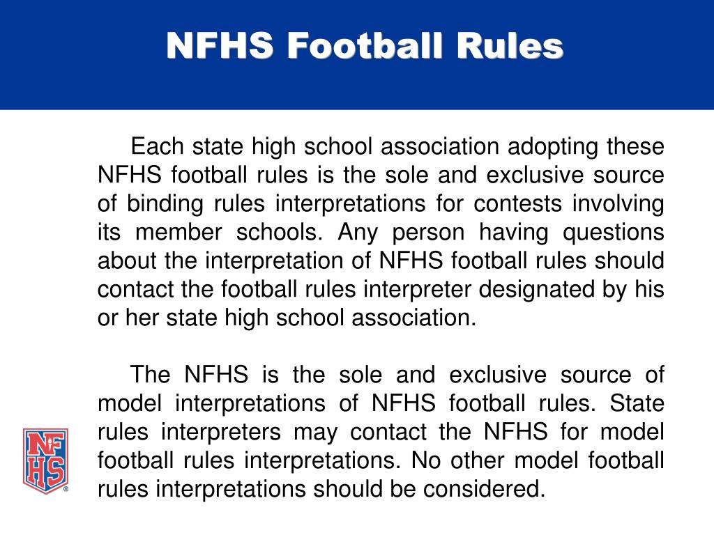 PPT 2010 NFHS Football Rules Changes PowerPoint Presentation, free