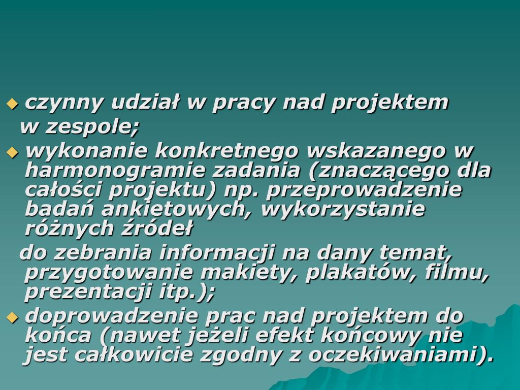 PPT PROJEKT EDUKACYJNY W GIMNAZJUM NR 16 PowerPoint Presentation
