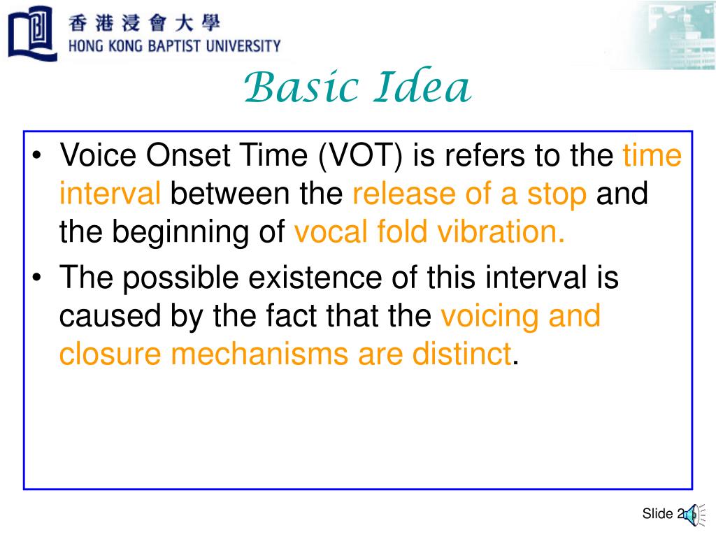 PPT Voice Onset Time (VOT) PowerPoint Presentation, free download