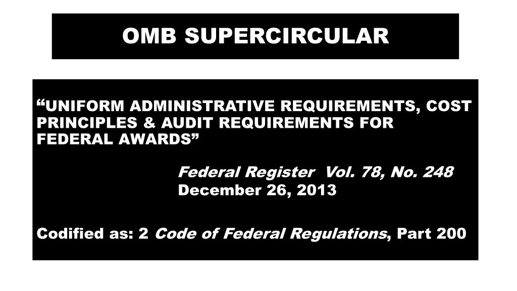 PPT THE NEW OMB SUPERCIRCULAR WHAT DOES IT MEAN TO PowerPoint