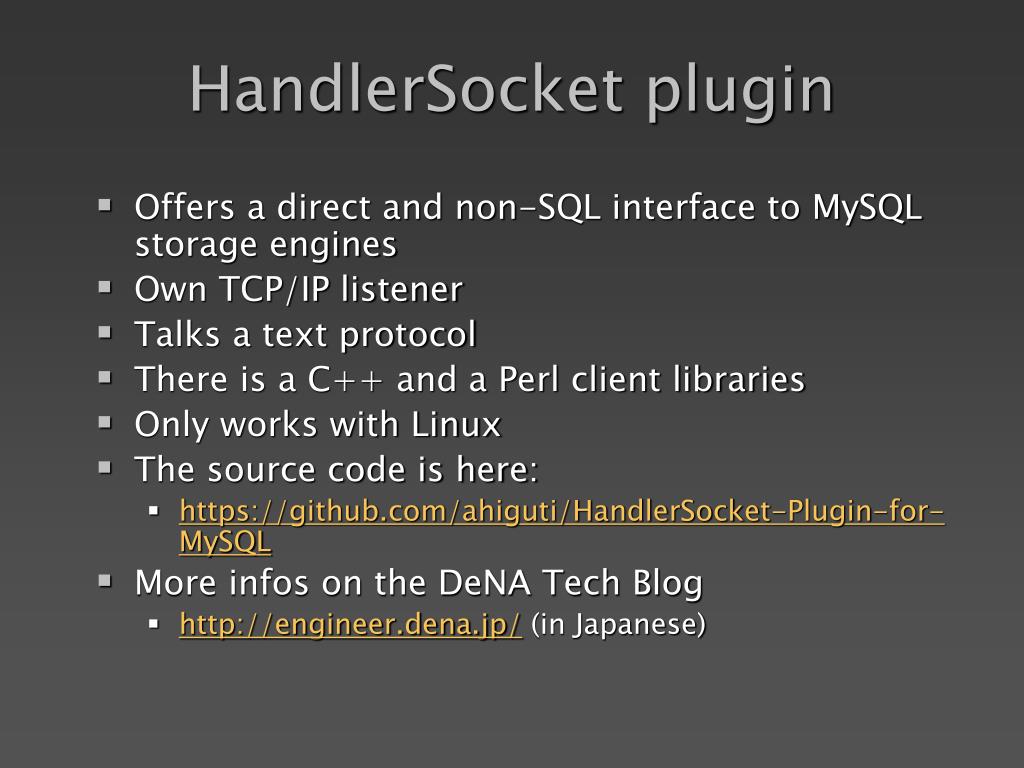 PPT HandlerSocket plugin for MySQL PowerPoint Presentation, free