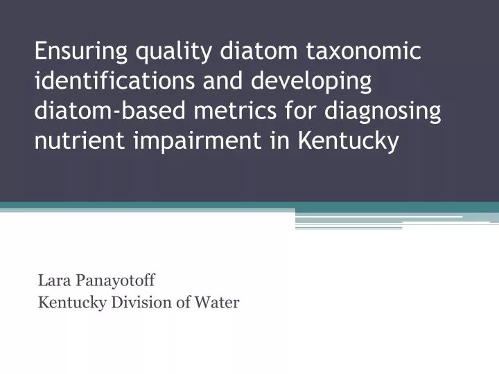 PPT Lara Panayotoff Kentucky Division of Water PowerPoint