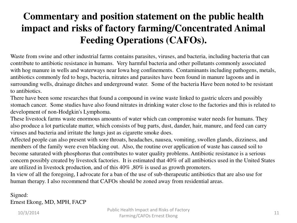 PPT Public Health Impact and Risks of Factory Farming/Concentrated Animal Feeding Operations