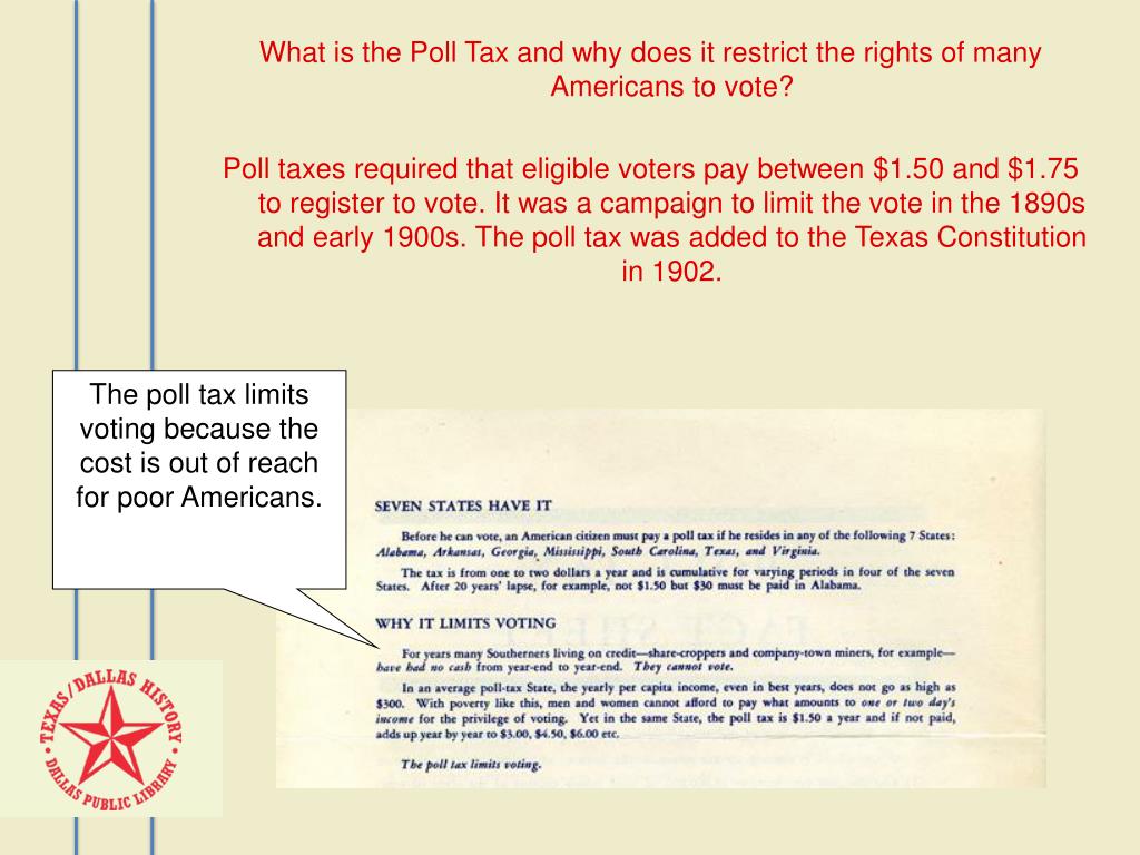 PPT Voting Rights The Poll Tax PowerPoint Presentation, free