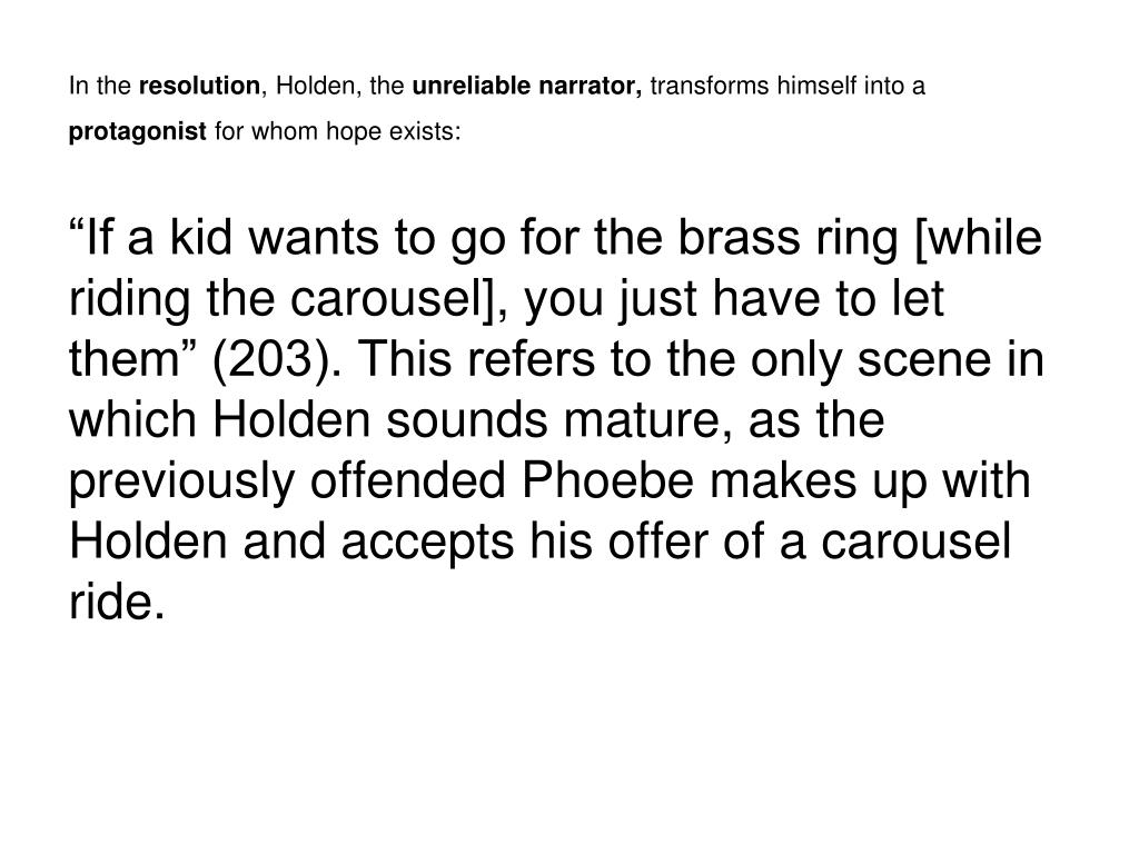 PPT Phony Holden The Unreliable Narrator in J.D. Salinger’s The