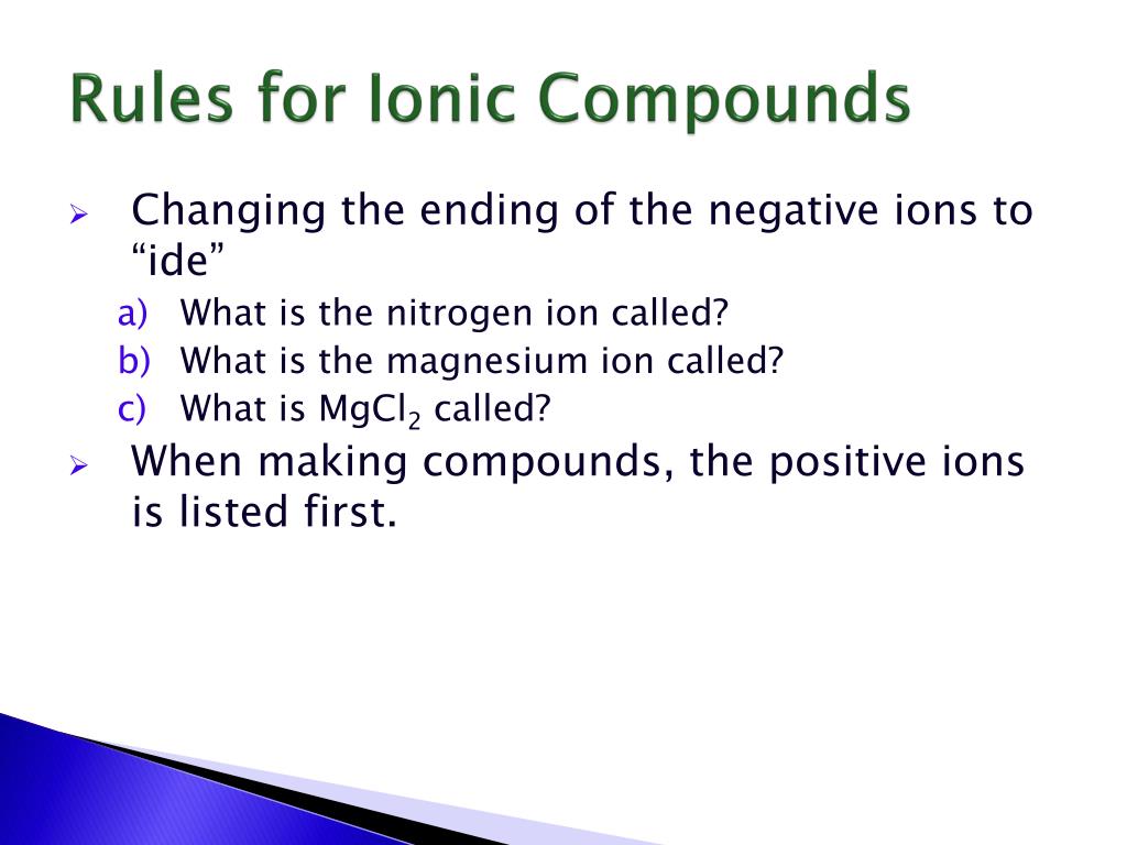PPT Ions, Ionic Nomenclature, Molecular Compounds, and Metals