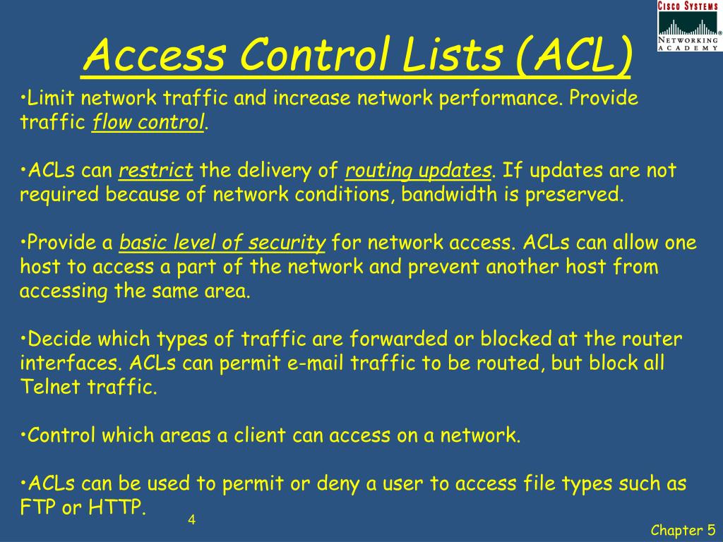 PPT Chap 5 Access Control Lists Learning Objectives PowerPoint