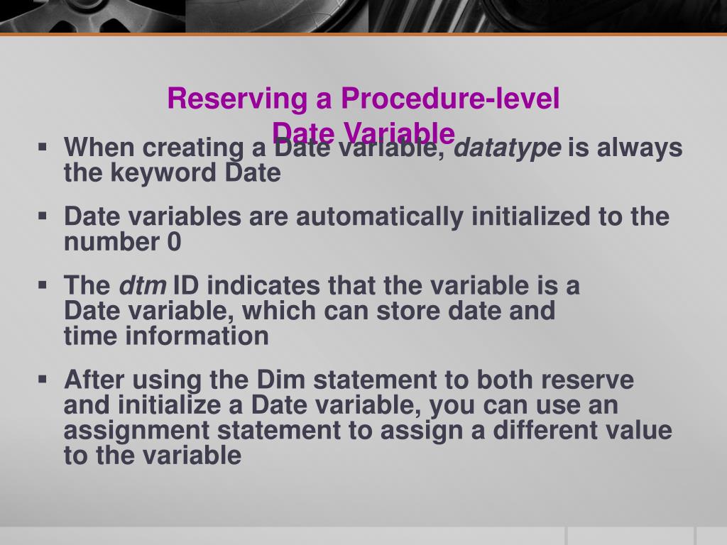 PPT Working with Date Variables (Unit 5) PowerPoint Presentation