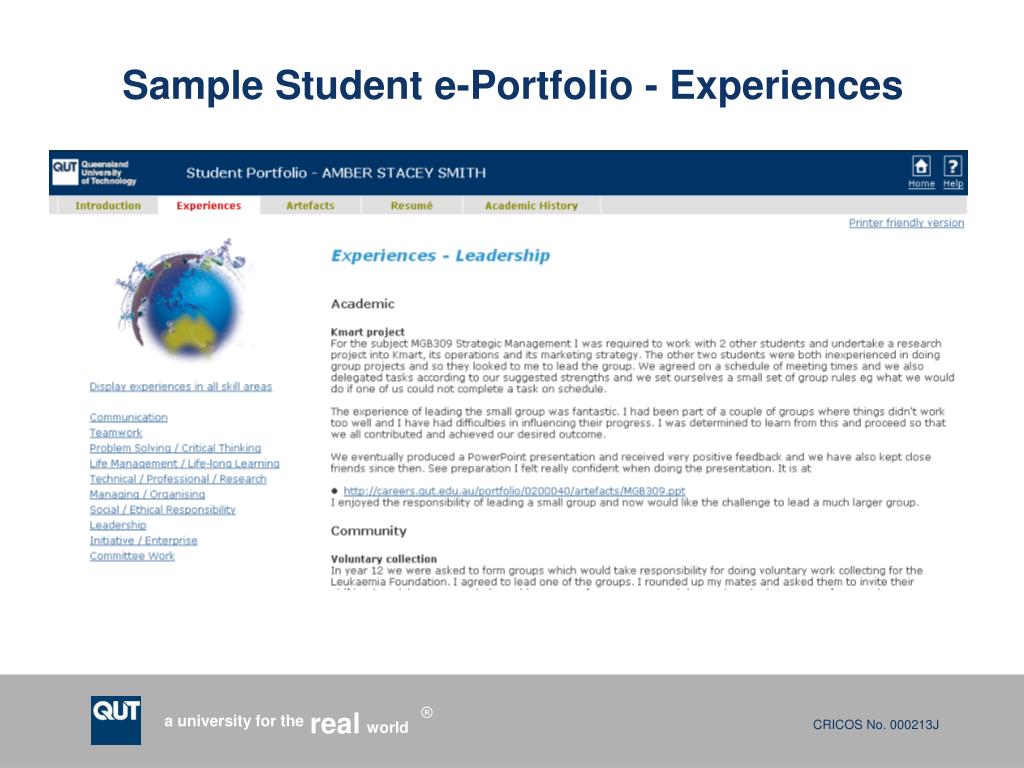 PPT Student ePortfolio PowerPoint Presentation, free download ID5142891