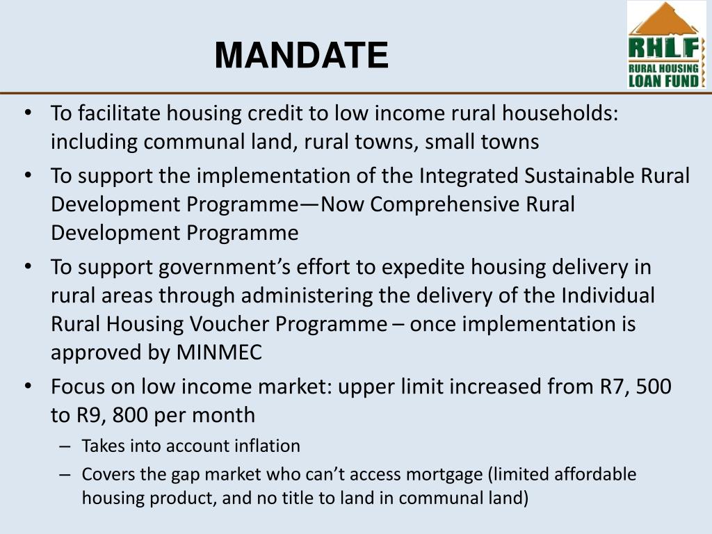 PPT RURAL HOUSING LOAN FUND PowerPoint Presentation, free download
