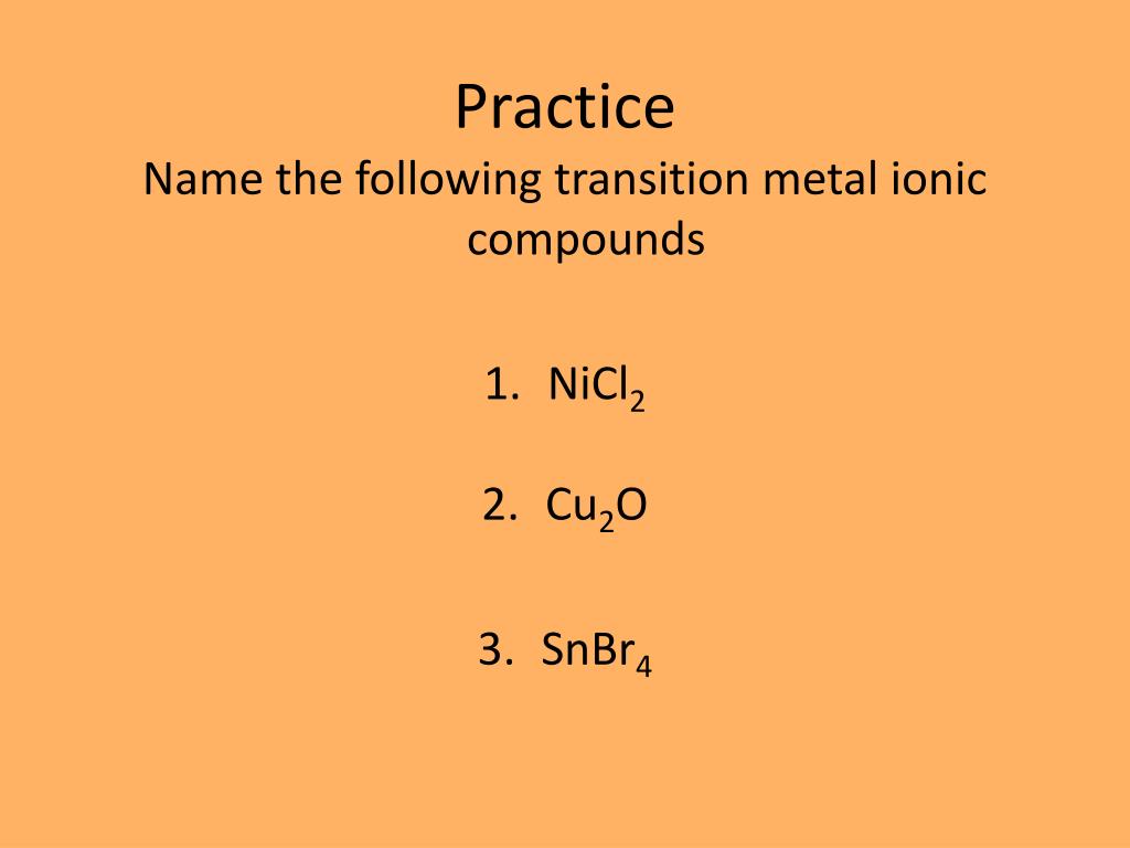 PPT Ionic Compounds Involving Transition Metals PowerPoint
