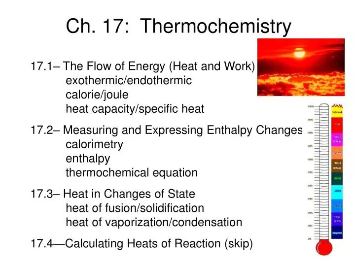 PPT Ch. 17 Thermochemistry PowerPoint Presentation, free download