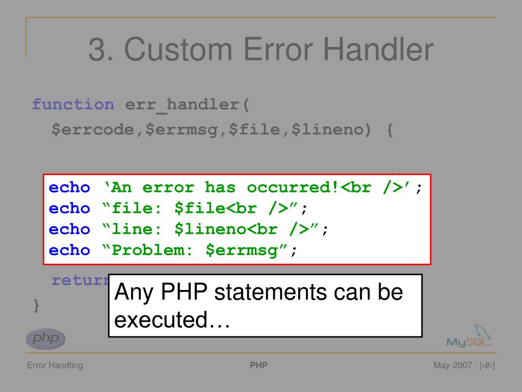 PPT PHP Error Handling PowerPoint Presentation, free download ID