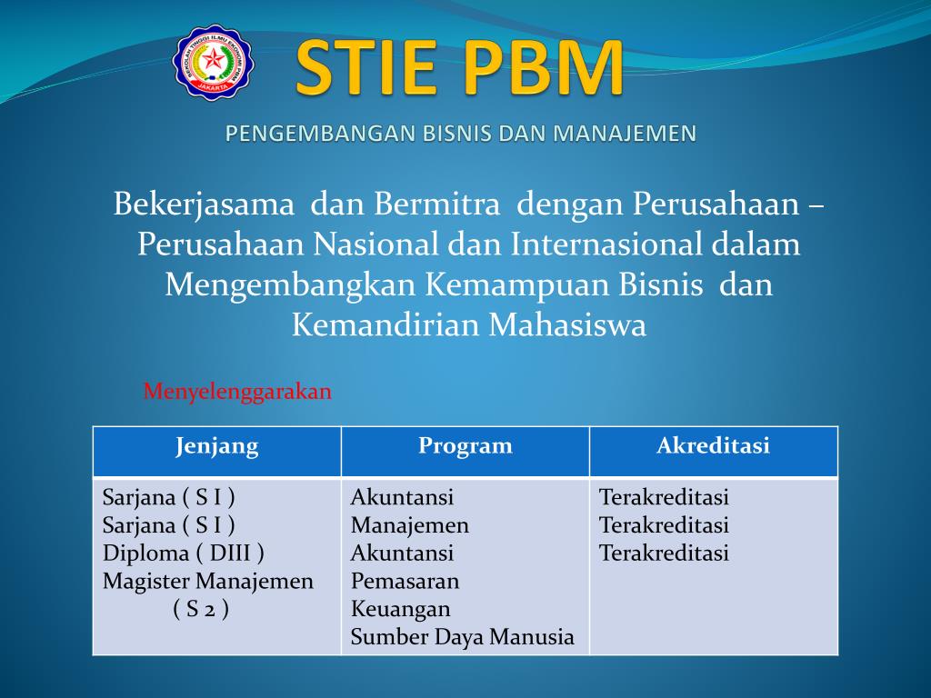PPT STIE P B M PENGEMBANGAN BISNIS DAN MANAJEMEN PowerPoint