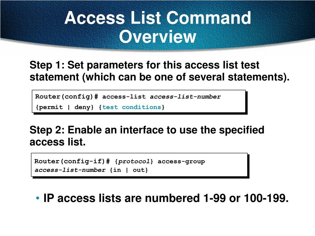 PPT Basic IP Traffic Management with Access Lists PowerPoint