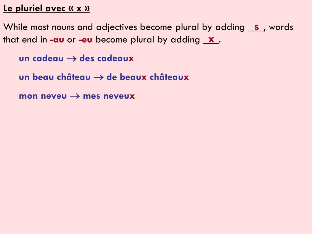 PPT Le pluriel avec « x » PowerPoint Presentation, free download ID
