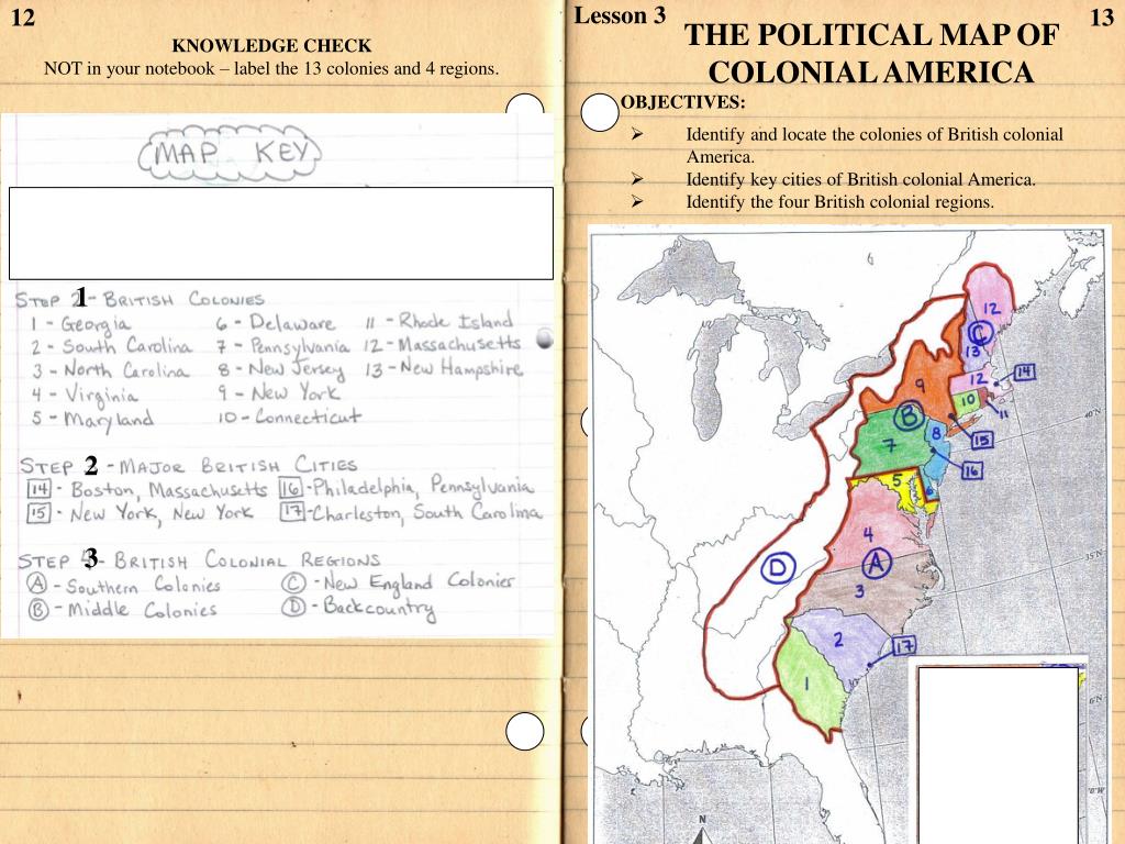 13 British Colonies Map With Cities