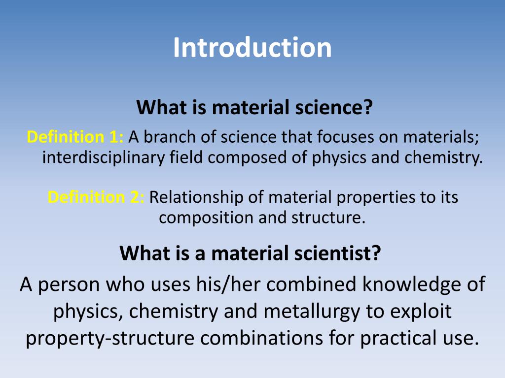 PPT Introduction to Material Science and Engineering PowerPoint
