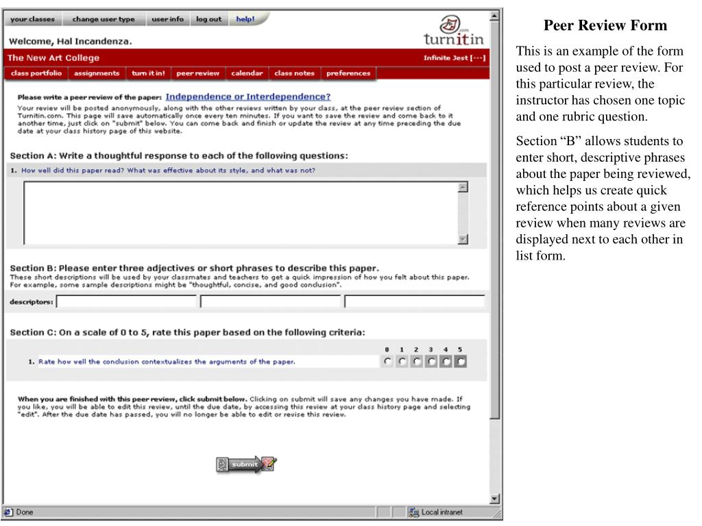 PPT to Turnitin’s Peer Review! PowerPoint Presentation, free