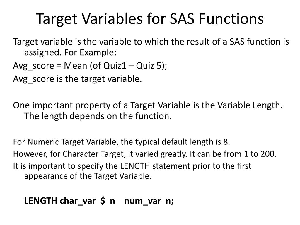 PPT Chapter 14 Transforming Data with SAS Functions PowerPoint
