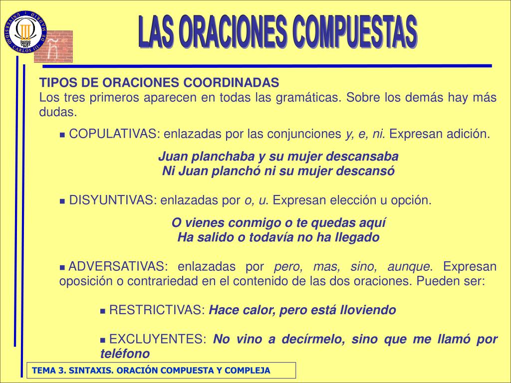 PPT Clasificación de las oraciones Las oraciones compuestas