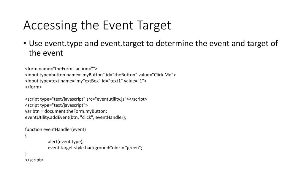 PPT Intro to JavaScript Events PowerPoint Presentation, free download