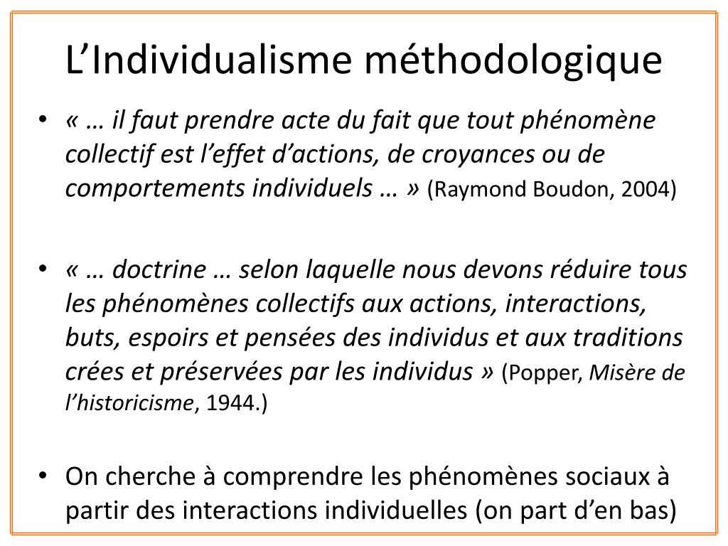 PPT Holisme et Individualisme méthodologique PowerPoint Presentation