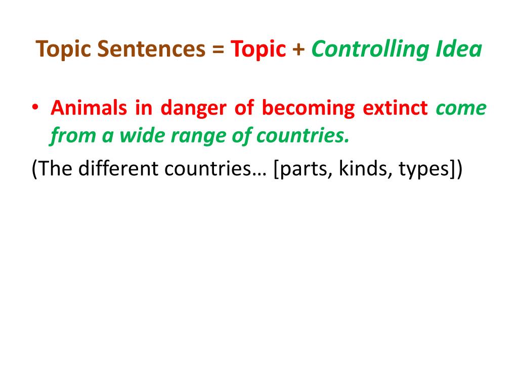 PPT Topic Sentences = Topic + Controlling Idea PowerPoint