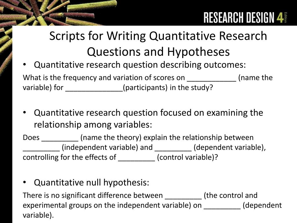 PPT Chapter Seven Research Questions and Hypotheses PowerPoint