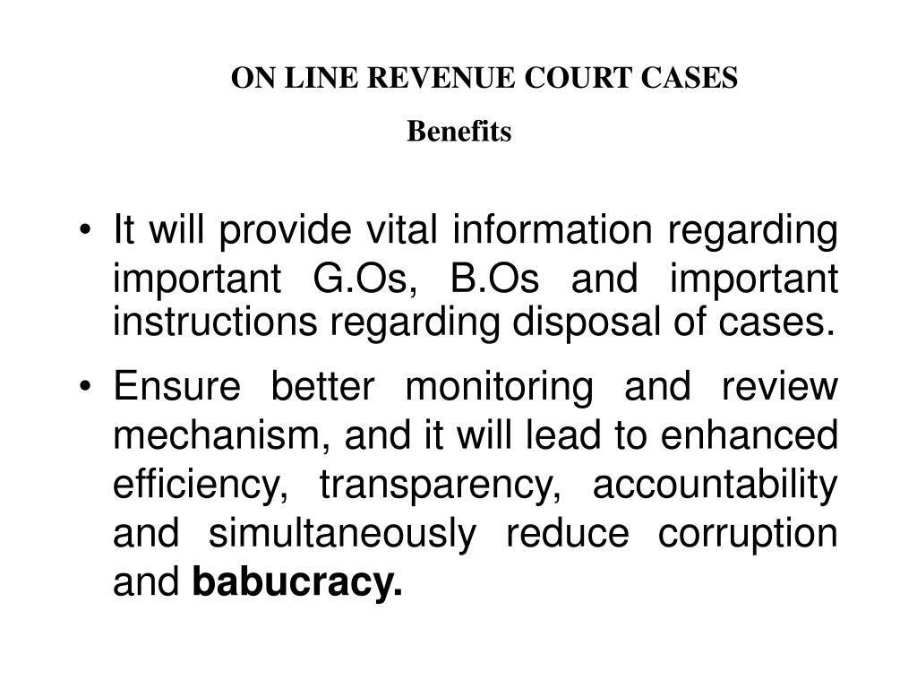 PPT ON LINE REVENUE COURT CASES Presentation PowerPoint Presentation
