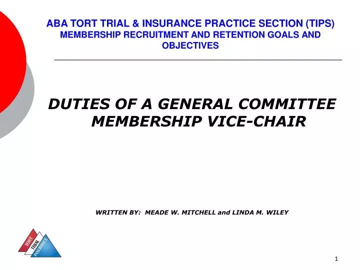 PPT DUTIES OF A GENERAL COMMITTEE MEMBERSHIP VICECHAIR PowerPoint
