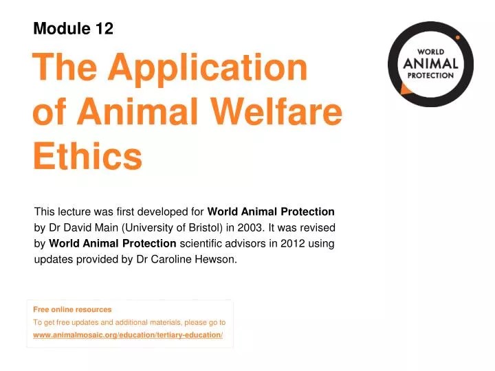 PPT The Application of Animal Welfare Ethics PowerPoint Presentation