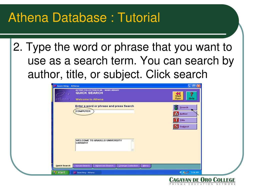 PPT Athena Database Tutorial PowerPoint Presentation, free download ID5323057